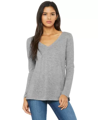 BELLA+CANVAS 8855 Womens Flowy Long Sleeve V-Neck in Athletic heather