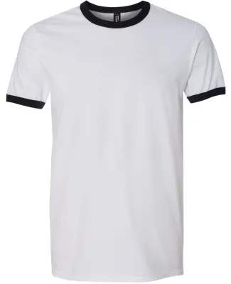 988AN Anvil Lightweight Ringer T-Shirt in White/ black