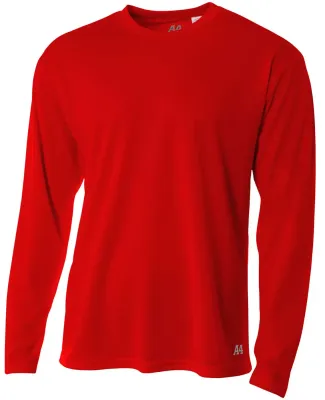 N3253 A4 Drop Ship Men's Long Sleeve Crew Birds Ey SCARLET