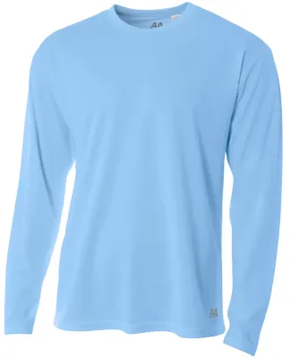 N3253 A4 Drop Ship Men's Long Sleeve Crew Birds Ey LIGHT BLUE