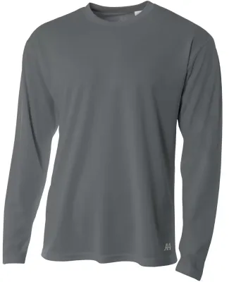 N3253 A4 Drop Ship Men's Long Sleeve Crew Birds Ey GRAPHITE