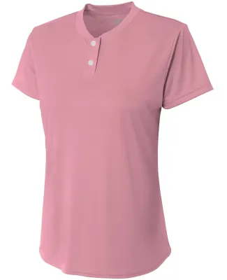 NW3143 A4 Drop Ship Ladies' Tek 2-Button Henley Sh PINK