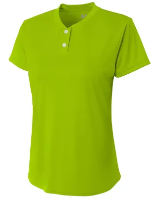 NW3143 A4 Drop Ship Ladies' Tek 2-Button Henley Sh LIME