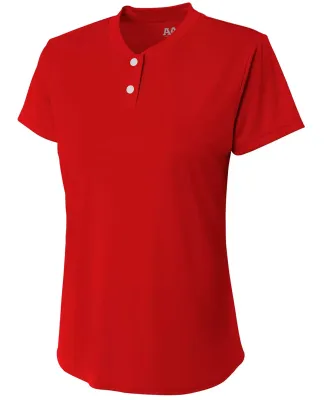 NW3143 A4 Drop Ship Ladies' Tek 2-Button Henley Sh SCARLET