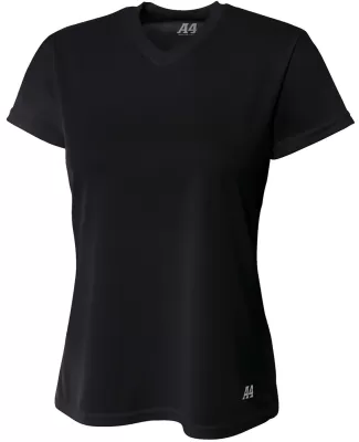 NW3254 A4 Drop Ship Ladies' Shorts Sleeve V-Neck B in Black