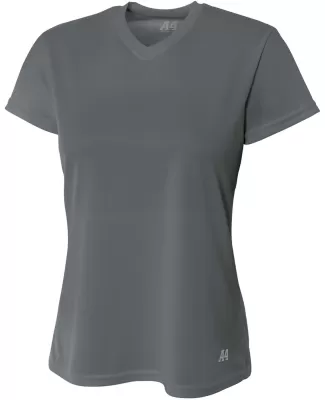 NW3254 A4 Drop Ship Ladies' Shorts Sleeve V-Neck B in Graphite