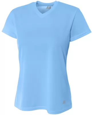 NW3254 A4 Drop Ship Ladies' Shorts Sleeve V-Neck B in Light blue