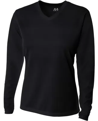 NW3255 A4 Drop Ship Ladies' Long Sleeve V-Neck Bir BLACK