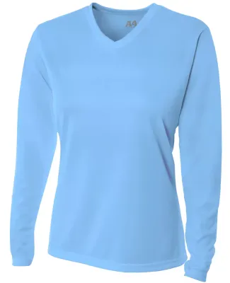 NW3255 A4 Drop Ship Ladies' Long Sleeve V-Neck Bir LIGHT BLUE