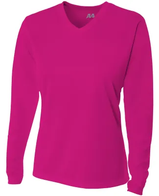 NW3255 A4 Drop Ship Ladies' Long Sleeve V-Neck Bir FUCHSIA