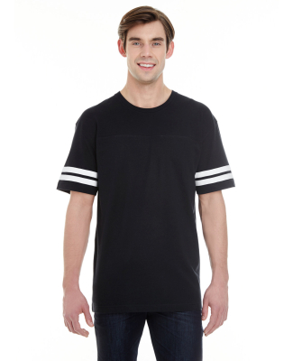 LAT 6937 Adult Fine Jersey Football Tee in Black/ white