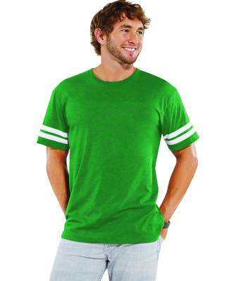 LAT 6937 Adult Fine Jersey Football Tee in Vn green/ bd wht