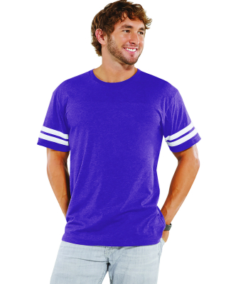 LAT 6937 Adult Fine Jersey Football Tee in Vn purp/ bld wh