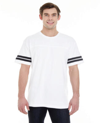 LAT 6937 Adult Fine Jersey Football Tee in White/ black