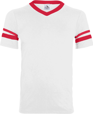 Augusta Sportswear 361 Youth V-Neck Football Tee in White/ red