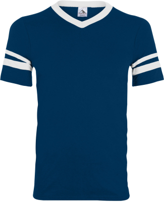 Augusta Sportswear 361 Youth V-Neck Football Tee in Navy/ white