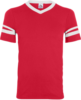 Augusta Sportswear 361 Youth V-Neck Football Tee in Red/ white