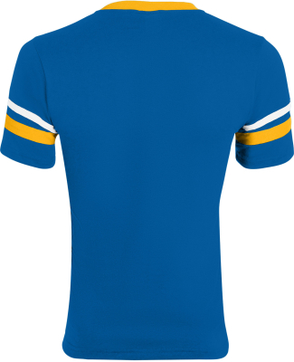 Augusta Sportswear 361 Youth V-Neck Football Tee in Royal/ gold/ wht