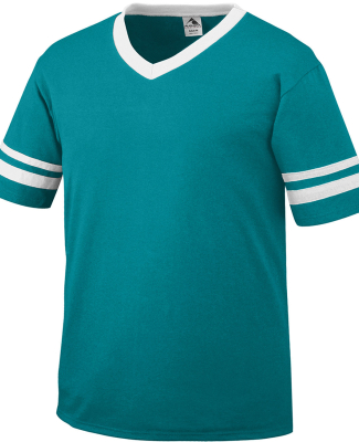 Augusta Sportswear 361 Youth V-Neck Football Tee in Teal/ white