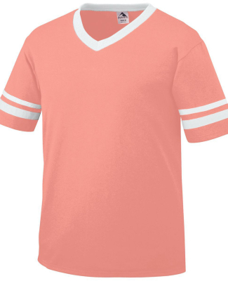 Augusta Sportswear 361 Youth V-Neck Football Tee in Coral/ white