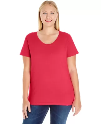 LAT 3804 Curvy Collection Women's Scoop Neck Tee RED
