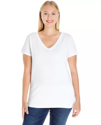 LAT 3807 Curvy Collection Women's V-Neck Tee WHITE