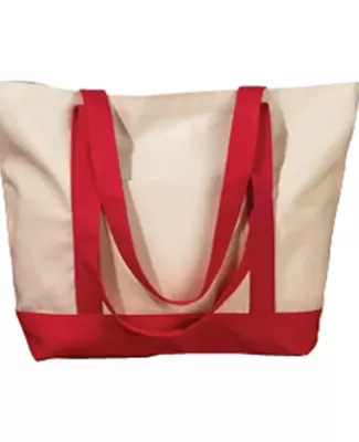 BE004 BAGedge 12 oz. Canvas Boat Tote NATURAL/ RED