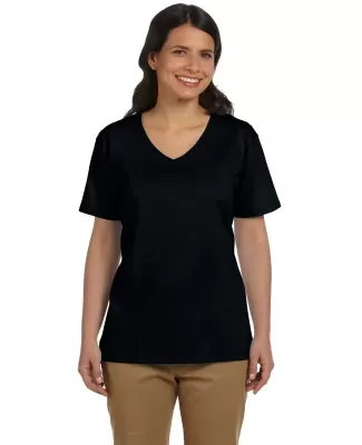 5780 Hanes® Ladies Heavyweight V-neck T-shirt - 5 in Black