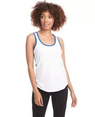 1534 Next Level Ladies Ideal Colorblock Racerback  in White/ royal