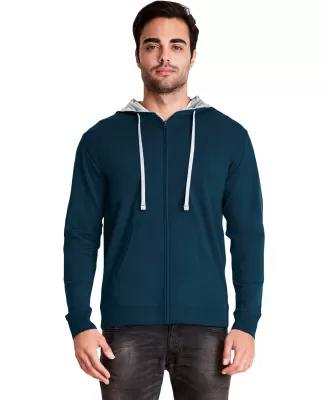 9601 Next Level French Terry Zip Up Hoodie in Mid nvy/ hth gry