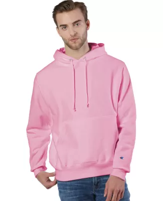 S1051 Champion Logo Reverse Weave Hoodie in Pink candy