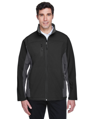 D997 Devon & Jones Men's Soft Shell Colorblock Jac in Blck/ dk chrcoal