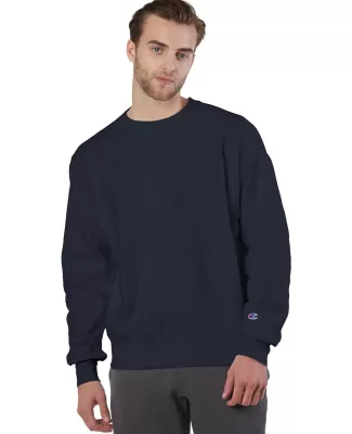 S1049 Champion Logo Reverse Weave Pullover in Navy