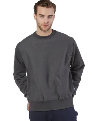 S1049 Champion Logo Reverse Weave Pullover in Charcoal heather
