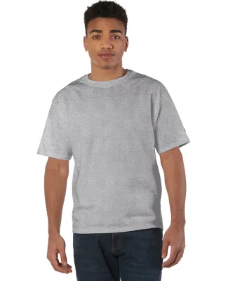 T105 Champion Logo Heritage Jersey T-Shirt in Oxford gray