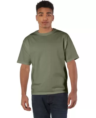 T105 Champion Logo Heritage Jersey T-Shirt in Fresh olive