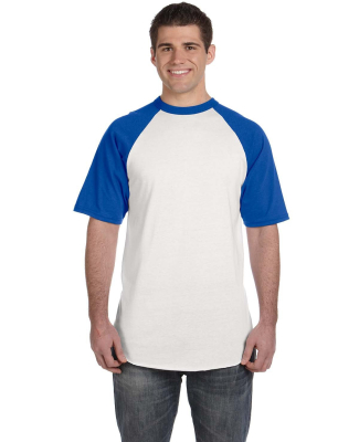 423 Augusta Sportswear Adult Short-Sleeve Baseball in White/ royal