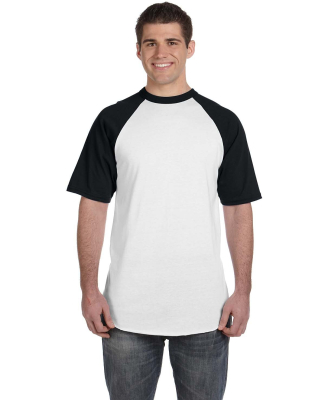423 Augusta Sportswear Adult Short-Sleeve Baseball in White/ black