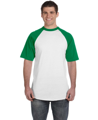 423 Augusta Sportswear Adult Short-Sleeve Baseball in White/ kelly