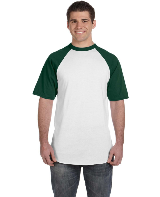 423 Augusta Sportswear Adult Short-Sleeve Baseball in White/ drk green