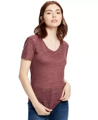 US Blanks US333 Womens Slub Burnout Tee TRI BURGUNDY