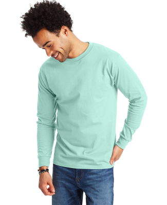 5186 Hanes 6.1 oz. Ringspun Cotton Long-Sleeve Bee in Clean mint