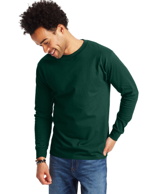 5186 Hanes 6.1 oz. Ringspun Cotton Long-Sleeve Bee in Deep forest