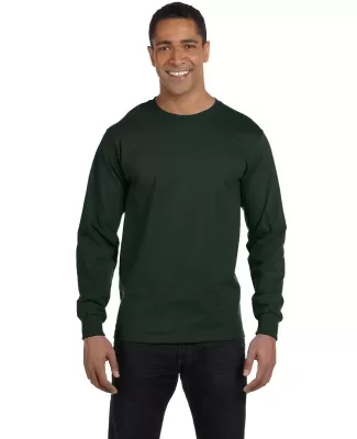 5186 Hanes 6.1 oz. Ringspun Cotton Long-Sleeve Bee in Deep forest