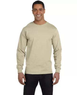 5186 Hanes 6.1 oz. Ringspun Cotton Long-Sleeve Bee in Sand