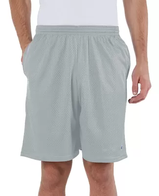S162 Champion Logo Long Mesh Shorts with Pockets in Athletic grey