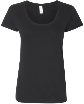 Gildan 64550L Softstyle Women's Deep Scoopneck T-S BLACK