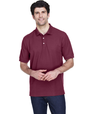 D100 Devon & Jones Men's Pima Pique Short-Sleeve P in Burgundy