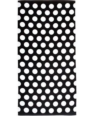 Carmel Towel Company C3060 Velour Beach Towel in Black polka dot