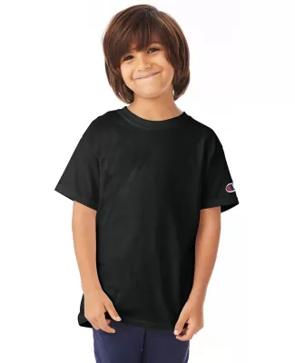Champion T435 Youth Short Sleeve Tagless T-Shirt in Black